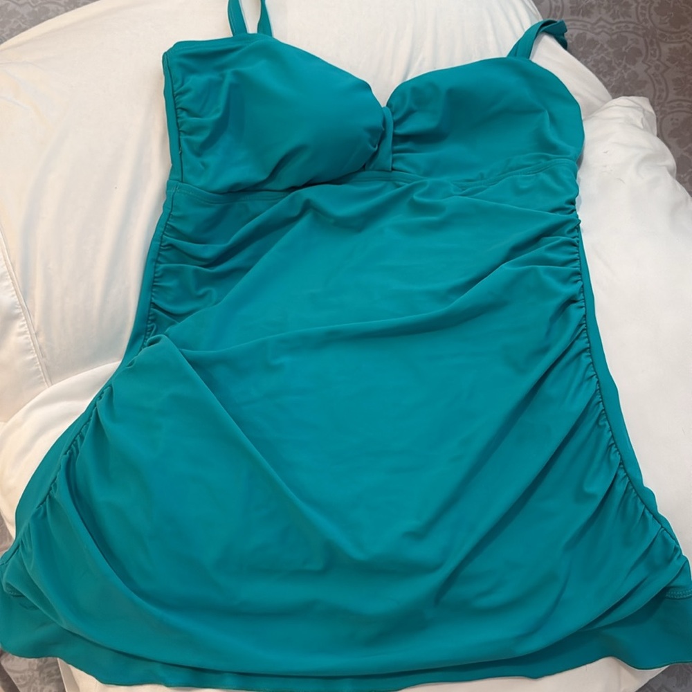 Teal Ruched Tankini Top - Picture 7 of 7